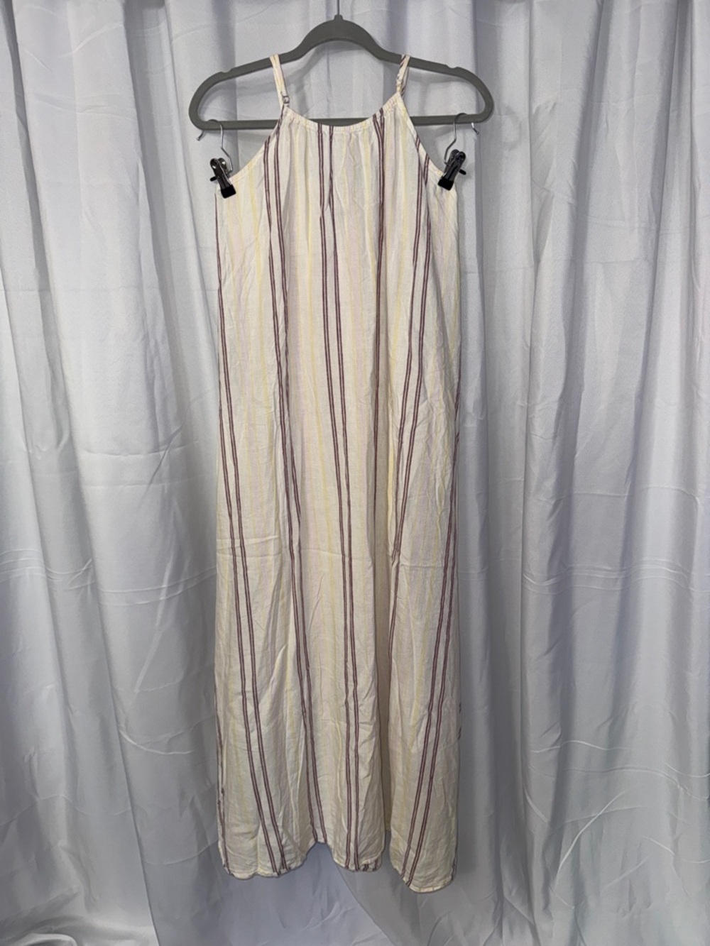 a new day Cream Maxi Dress with Pink & Brown Stripes